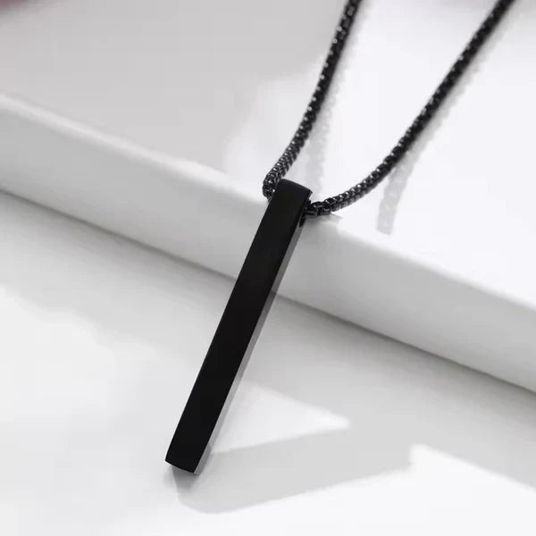 Black Vertical Bar Pendant With Curb Chain