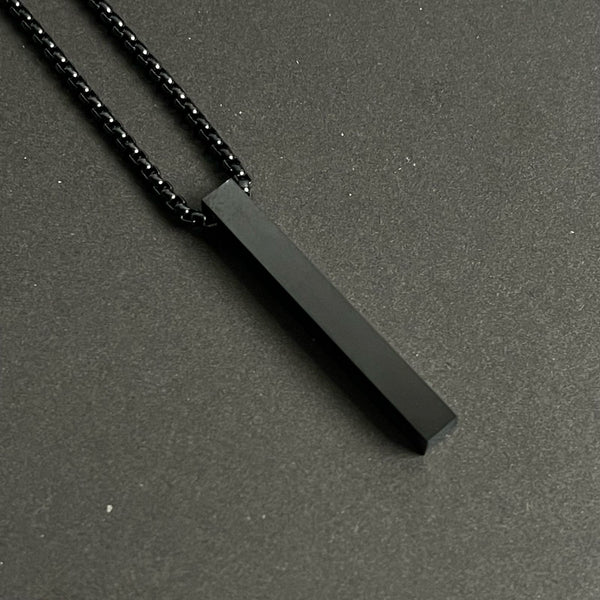 Black Vertical Bar Pendant With Curb Chain