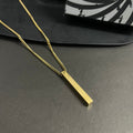 Golden Vertical Bar Pendant With Curb Chain