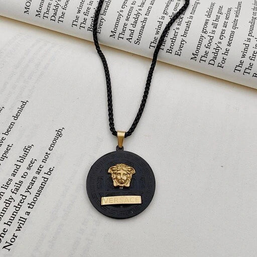 Versace Medusa Majesty Black Amulet Pendant Necklace