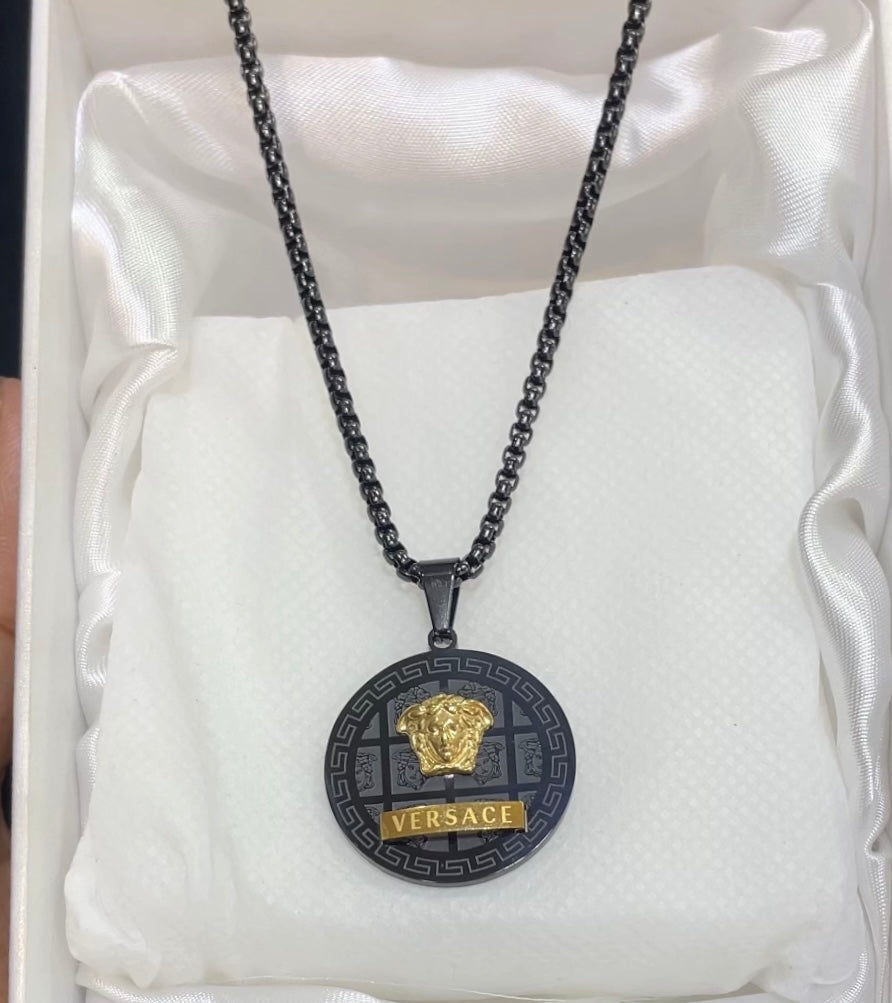 Versace Medusa Majesty Black Amulet Pendant Necklace