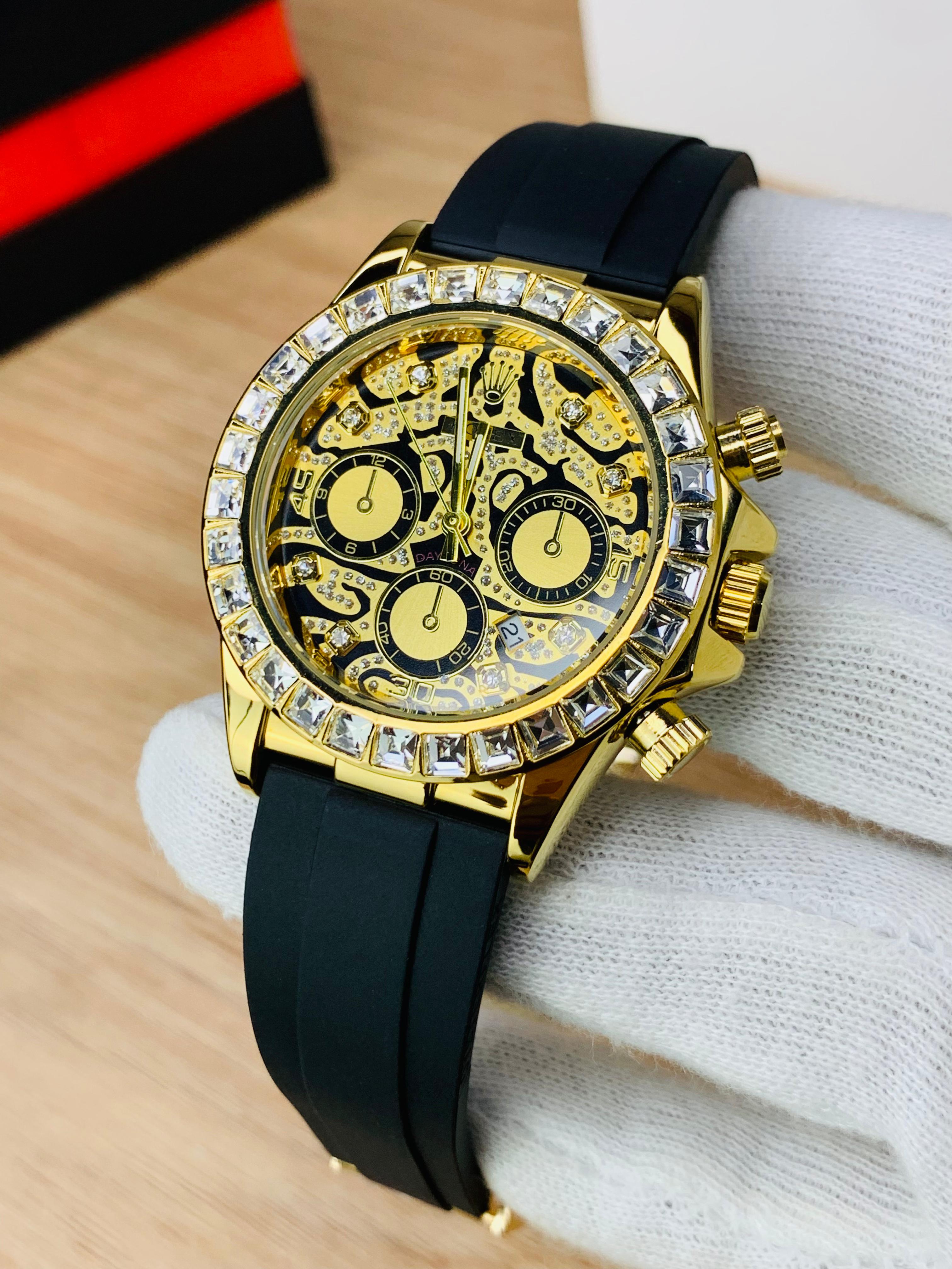 Rolex Daytona Tiger Eye Gold With Diamond Bezel Dial Men’s Watch