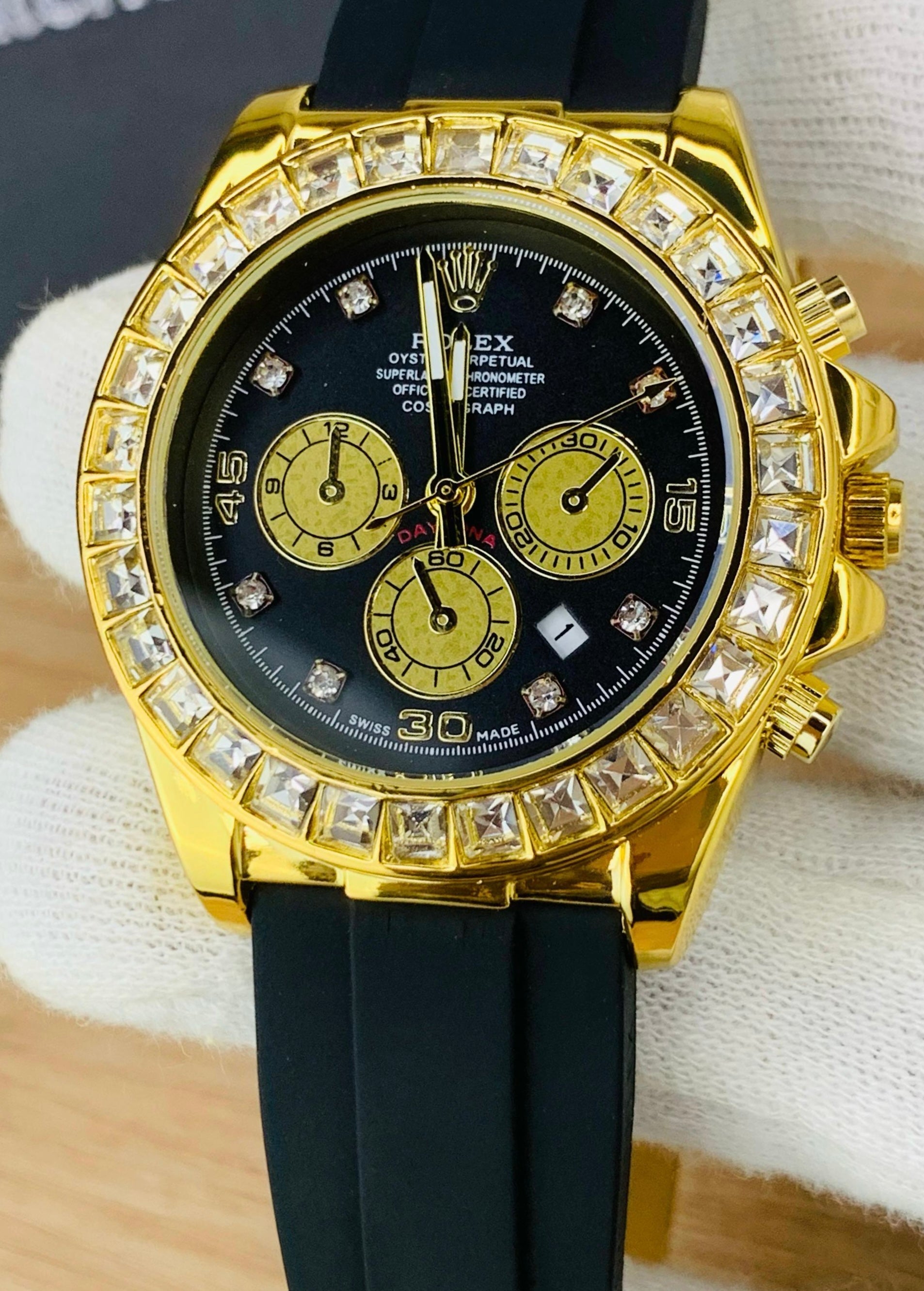 Rolex Daytona Tiger Eye Gold With Diamond Bezel Dial Men’s Watch