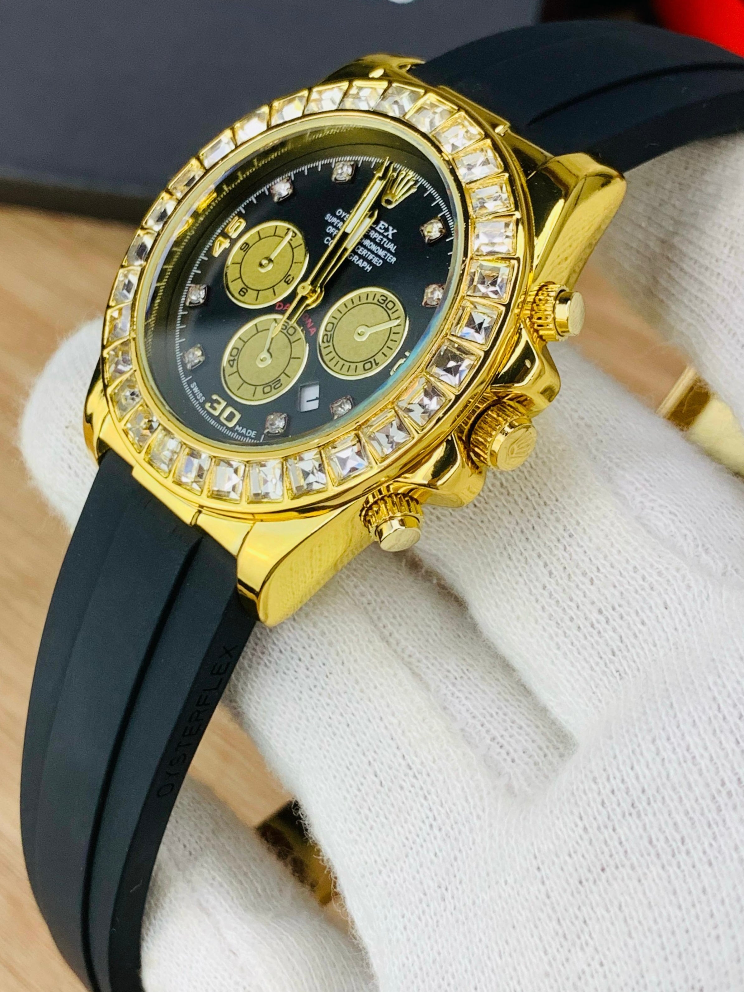 Rolex Daytona Tiger Eye Gold With Diamond Bezel Dial Men’s Watch
