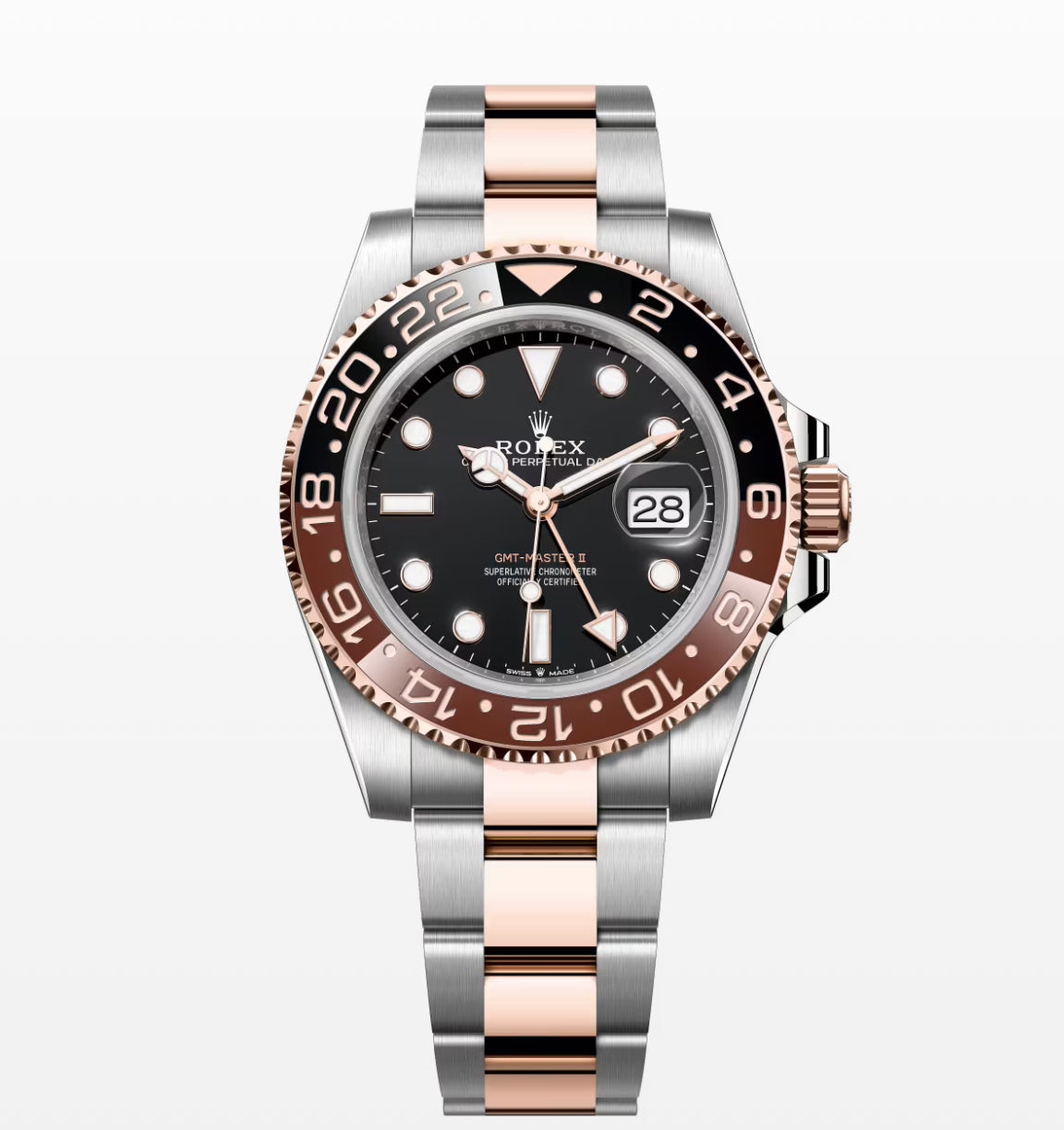 Rolex GMT Master II Stainless Steel and Rose Gold ''Root Beer'' Men's Watch