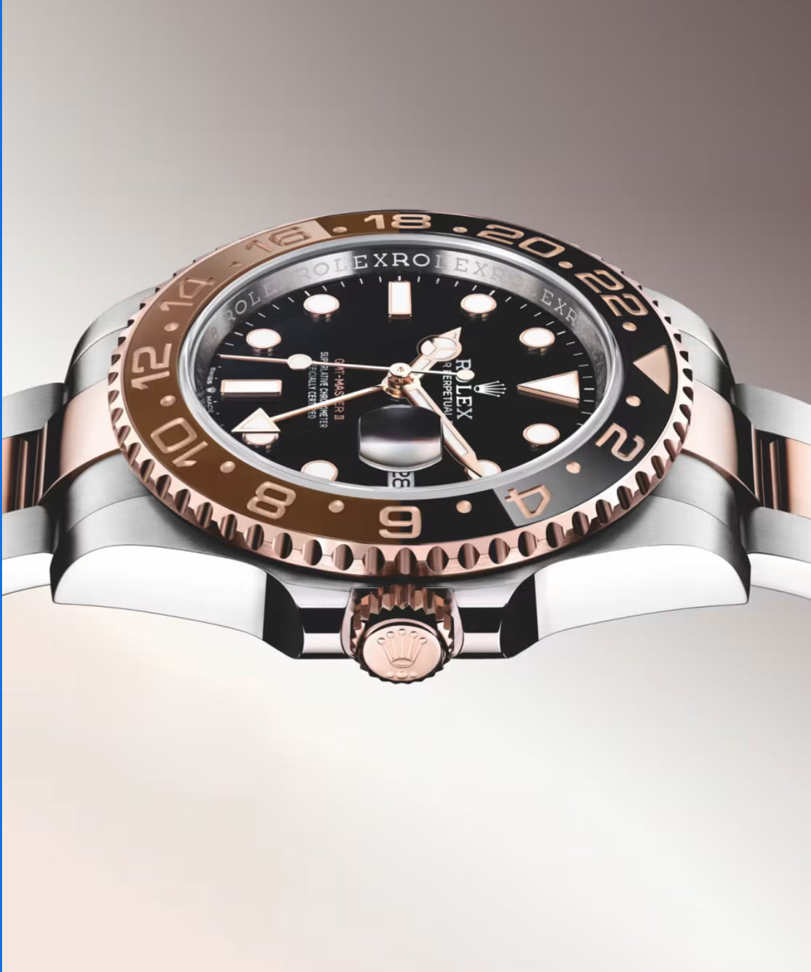 Rolex GMT Master II Stainless Steel and Rose Gold ''Root Beer'' Men's Watch