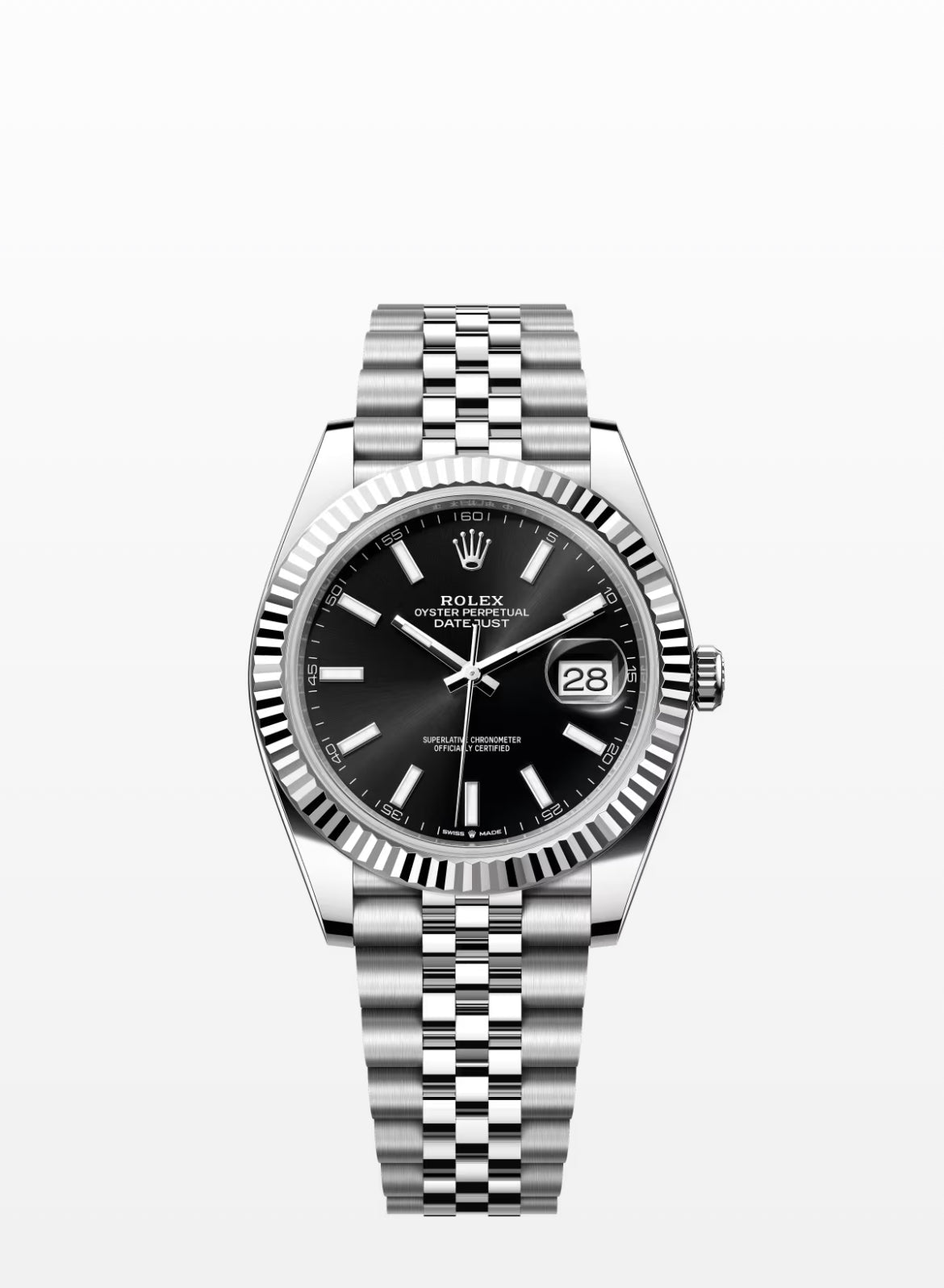 Rolex Date Just Silver Black Dial Men's Watch