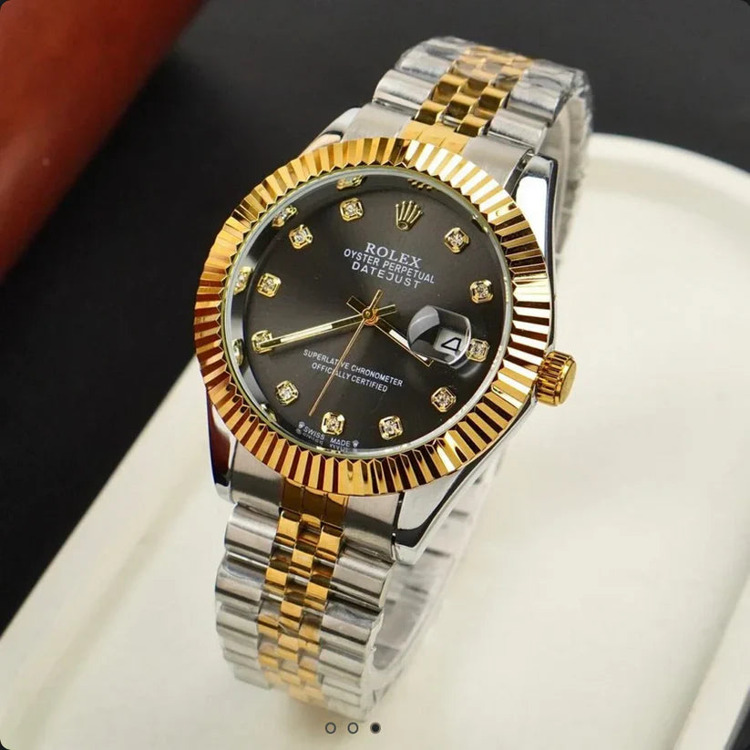 Rolex Date Just Two Tone Brown Dial Men's Watch