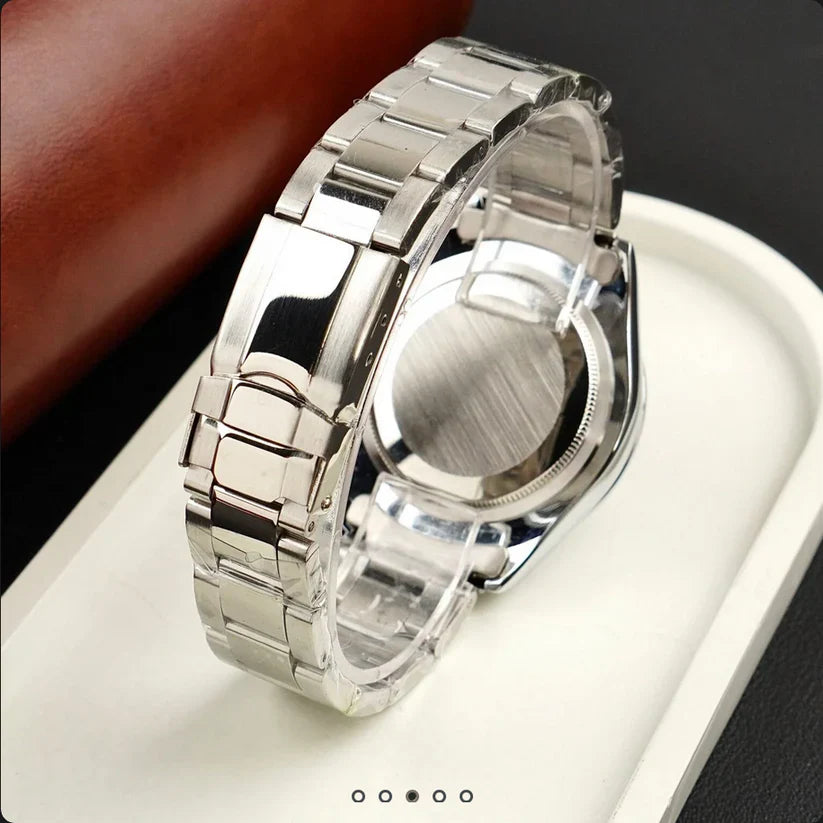 Premium Day Date Two Tone Silver and Green Dial Watch