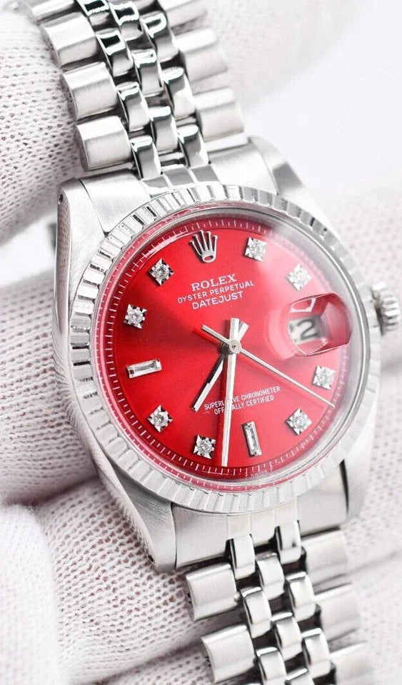 Premium Day Date Two Tone Silver and Mehroon  Dial Watch